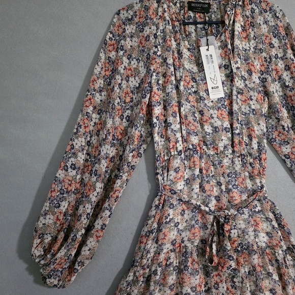 NWT MinkPink Womens Arve Floral Belted Midi Dress XS - Picture 10 of 13